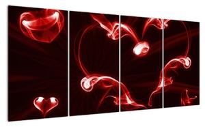 Abstraktný obraz - červené srdce (Obraz 160x80cm)
