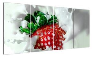 Obraz jahody v jogurte (Obraz 160x80cm)