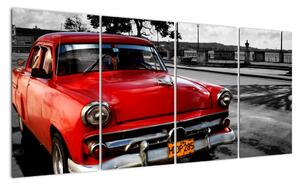 Obraz červeného auta - veterán (Obraz 160x80cm)