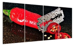 Obraz papriky s žiletkou (Obraz 160x80cm)