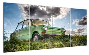 Obraz zeleného auta v tráve (Obraz 160x80cm)