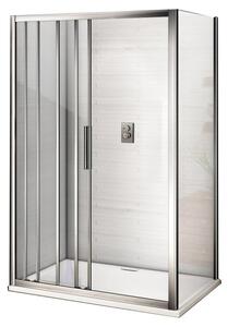 AFTER COMBI 100x80 Clear Sprchovací kút s trojdielnymi posuvnými dverami a pevnou bočnicou