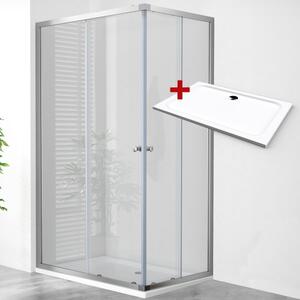 POINT ROCKY 90x80 Clear Obdĺžnikový sprchovací kút s mramorovou vaničkou