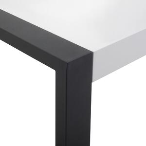 Jedálenský stôl biely s čiernymi nohami v práškovej farbe, 8 miest, 220 x 90 x 76 cm, moderný dizajn