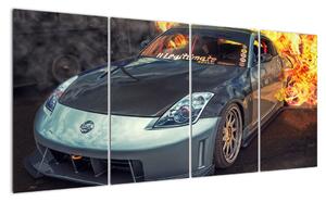 Obraz horiaceho auta (Obraz 160x80cm)