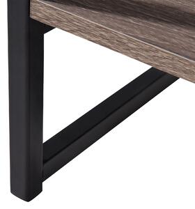 Konzolový stôl hnedý s čiernou doskou stola MDF 46 x 107 cm, drevený vzhľad, 2 zásuvky obdĺžnikové priemyselné