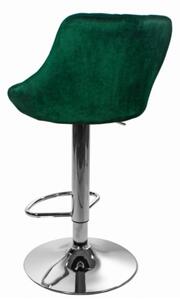 Zamatová barová stolička Oklahoma zelená s čiernym podstavcom