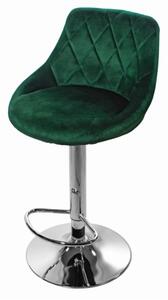 Zamatová barová stolička Oklahoma zelená s čiernym podstavcom