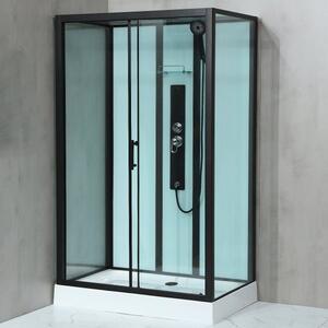 GLASS 100x80x225 Čierny Masážny sprchový box obdĺžnikový