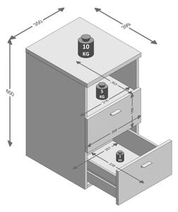 FMD Nočný stolík s 2 zásuvkami Colima (biela) (100301107)