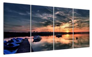 Západ slnka v prístave - obraz na stenu (Obraz 160x80cm)