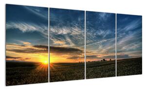 Západ slnka na poli - moderný obraz (Obraz 160x80cm)