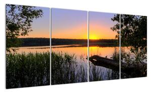 Obrázok jazera sa západom slnka (Obraz 160x80cm)