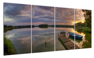 Obrázok jazera sa západom slnka (Obraz 160x80cm)