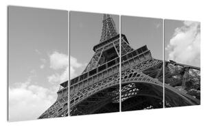 Čiernobiely obraz Eiffelovej veže (Obraz 160x80cm)