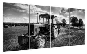 Čiernobiely obraz traktora (Obraz 160x80cm)