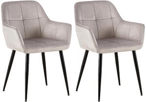 Jedálenská stolička Emia (SET 2 ks) ~ zamat, kovové nohy čierne - Svetlo sivá