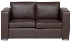 Dvojmiestna pohovka sedačka hnedá štiepaná koža čalúnená chrómované nohy retro dizajn