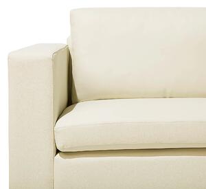 Dvojmiestna pohovka sedačka béžová kožená čalúnená chrómované nohy retro dizajn