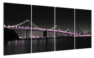 Nočný osvetlený most - obraz (Obraz 160x80cm)