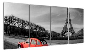 Trabant u Eiffelovej veže - obraz na stenu (Obraz 160x80cm)