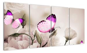 Motýľ na kvetine - obraz (Obraz 160x80cm)