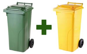 Akciový balíček - Popolnica Odpadová nádoba 120L zelená + žltá