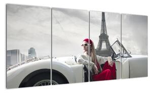 Žena v aute - obraz (Obraz 160x80cm)