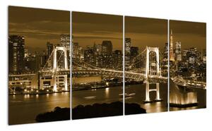 Nočný pohľad na mesto - obraz (Obraz 160x80cm)