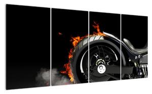 Obraz horiace motorky (Obraz 160x80cm)