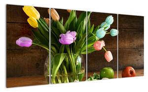 Obraz tulipánov vo váze (Obraz 160x80cm)