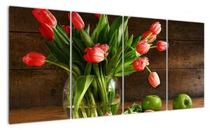 Obraz tulipánov vo váze (Obraz 160x80cm)