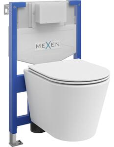 Mexen Rico zápustná WC sada rám Fenix XS-F s WC misou a pomaly klesajúcim sedadlom, biely mat - 68030724001