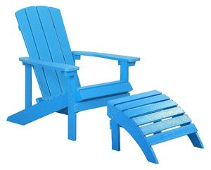 Záhradná stolička s podnožkou modrá stolička Muskoka zo syntetického dreva so širokými opierkami Záhradný nábytok Záhradné vybavenie Lounge terasa