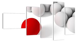 Červená guľa medzi bielymi - abstraktný obraz (Obraz 110x60cm)