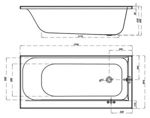 Cersanit Smart, akrylátová vaňa pravá 170x80cm + nožičky, biela, S301-116