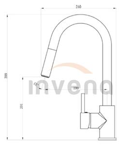 Invena Elia, stojanková drezová batéria s výsuvnou výlevkou, chrómová, INV-BZ-89-W01-C