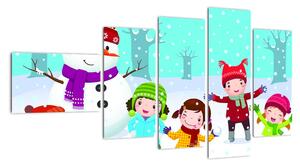 Obraz detí na snehu (Obraz 110x60cm)