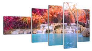 Obraz vodopádu a farebné prírody (Obraz 110x60cm)