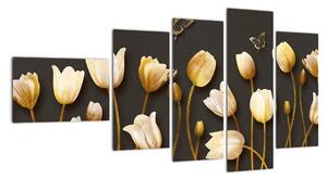 Obraz zlatých tulipánov (Obraz 110x60cm)