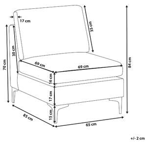 1 miestna sedacia časť sivý zamat modulárna pohovka strieborné kovové nohy elegantná