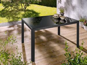 LIVARNO home Hliníkový stôl so sklenenou doskou Houston, čierna (100342130)