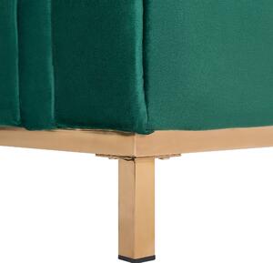 Taburet zelený čalúnený zamatový podnožka obdĺžniková moderná elegantná