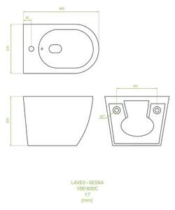 Laveo Desna, závesný bidet 490x370x320 mm, biela, LAV-VBD_600C