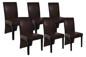 Jedálenské stoličky 6 ks, tmavohnedé, umelá koža