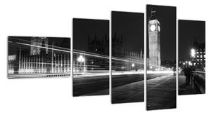 Čiernobiely obraz Londýna - Big ben (Obraz 110x60cm)