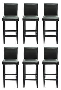 Barové stoličky 6 ks, čierne, umelá koža