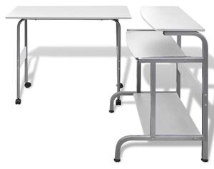 Biely nastaviteľný počítačový stôl a pracovná stanica