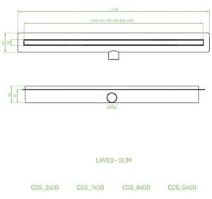 Laveo Slim, sprchový odtok 50 cm, oceľová, LAV-COS_250D
