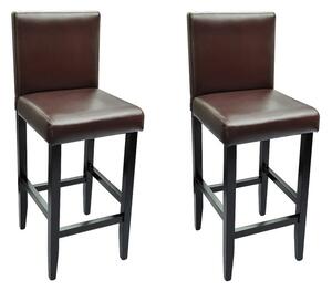 Barové stoličky 2 ks, tmavohnedé, umelá koža
